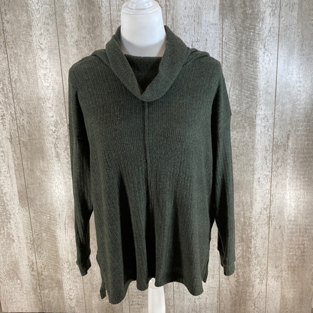Lush Soft Ribbed Green Tunic Sweater Small